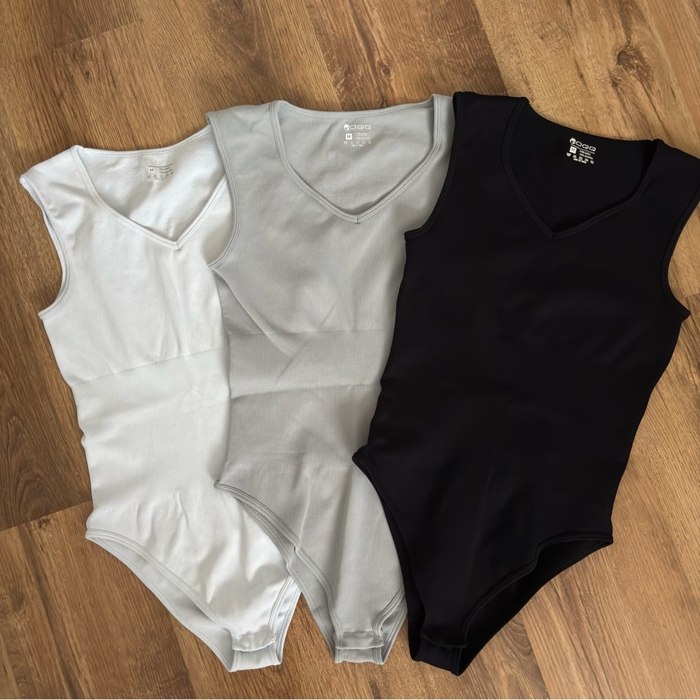 Seamless Shapewear Bodysuit - Black, Gray, White